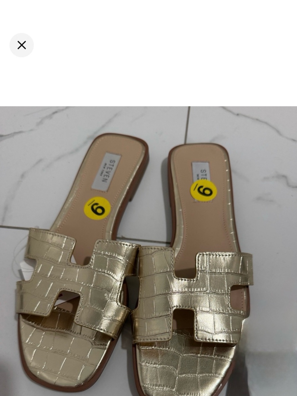 Steven New York Gold Croc Embossed Slide Sandals Size 9 NWT
